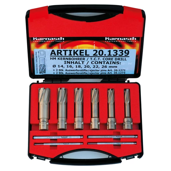 Koronafúró klt. HARD-LINE 14/16/18/20/22/26mm / 55mm anyagv.-ig 19mm weldonszár
